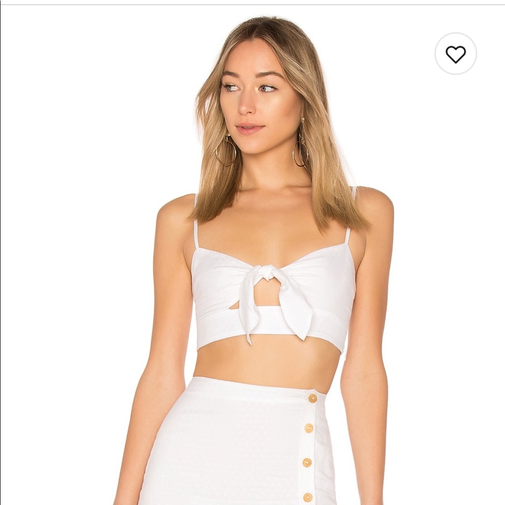 White Tie Front Crop Top